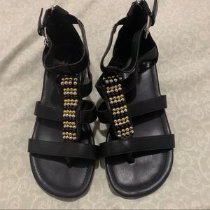 Black gladiator sandals wide width